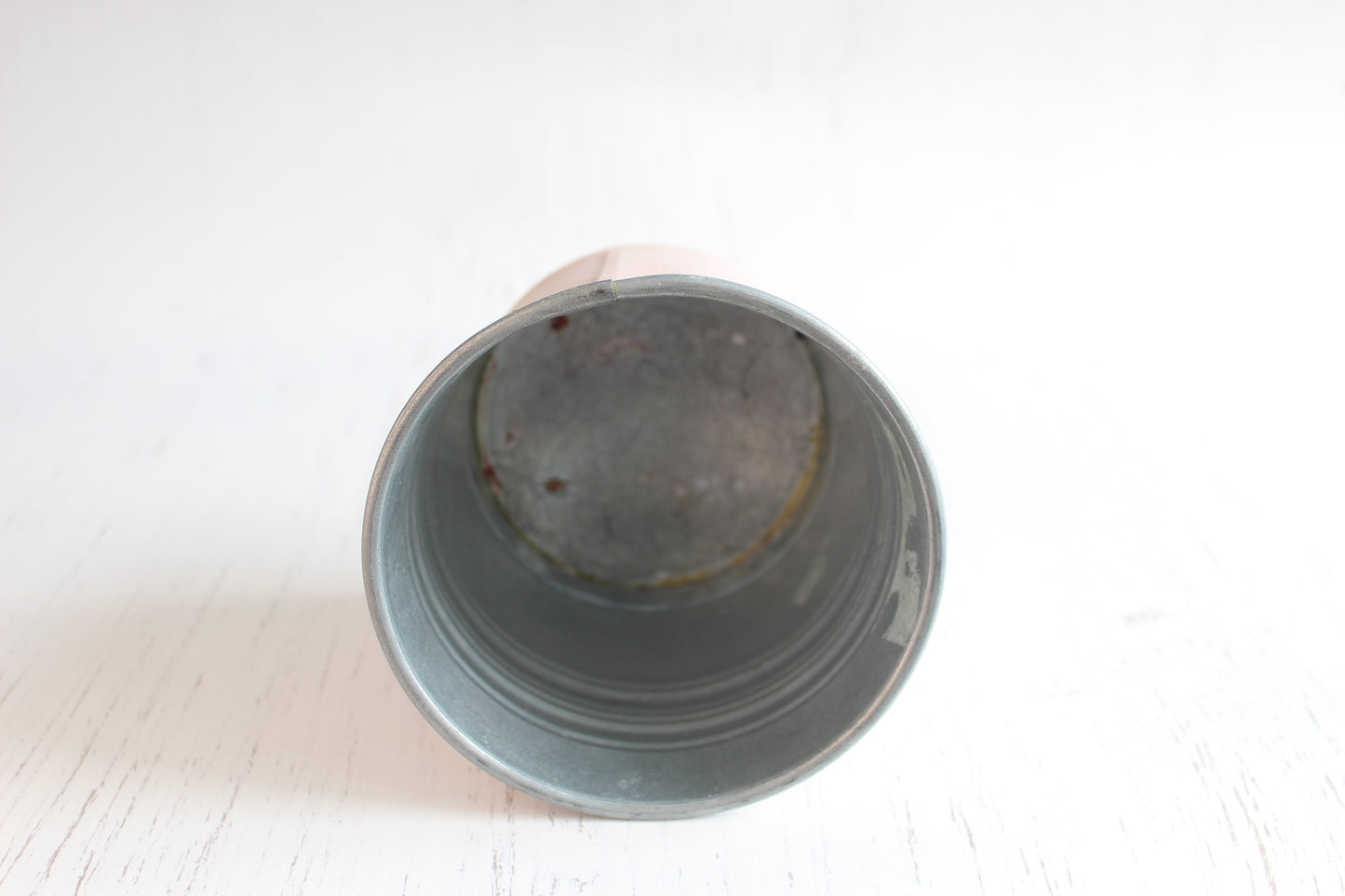 Vintage Olive & Gold Tin - Hand-Painted Planter with Gilded Memories Transfer