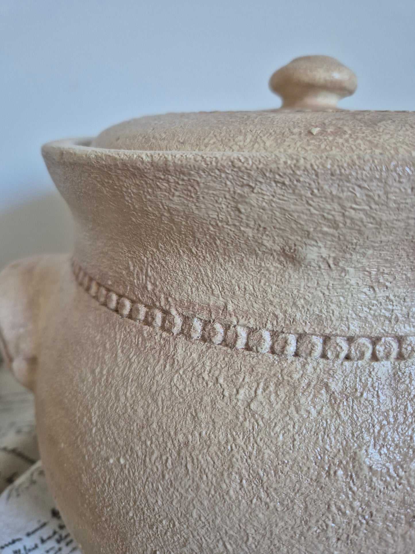 Revamped Bendigo Pottery Lidded Crock — Old Ochre & Saltwash Finish