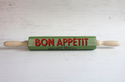 Vintage Bon Appetite Rolling Pin - French Country Kitchen Décor