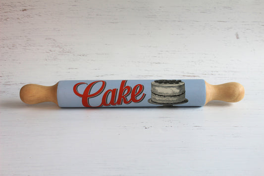 Vintage Cake Rolling Pin - Blue Decorative Kitchen Décor
