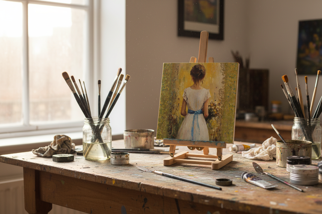 Golden Garden Daydream messy creative table