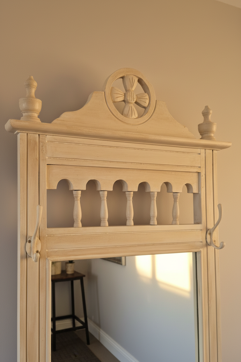 The Chloe Hall Stand - crown and pediment detail