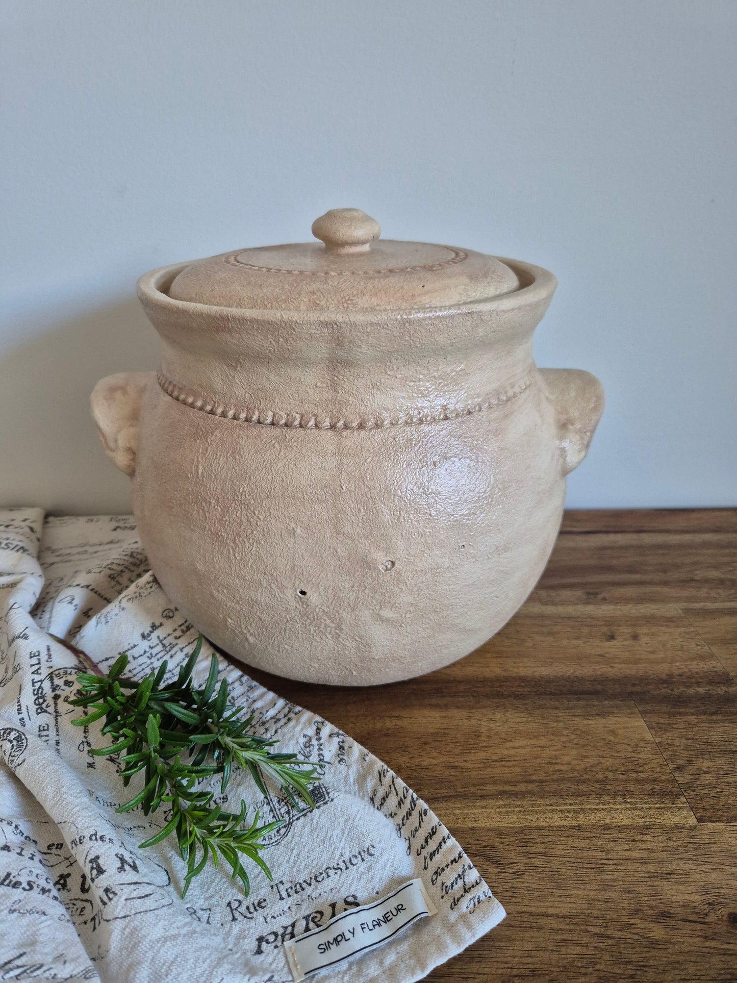 Revamped Bendigo Pottery Lidded Crock — Old Ochre & Saltwash Finish