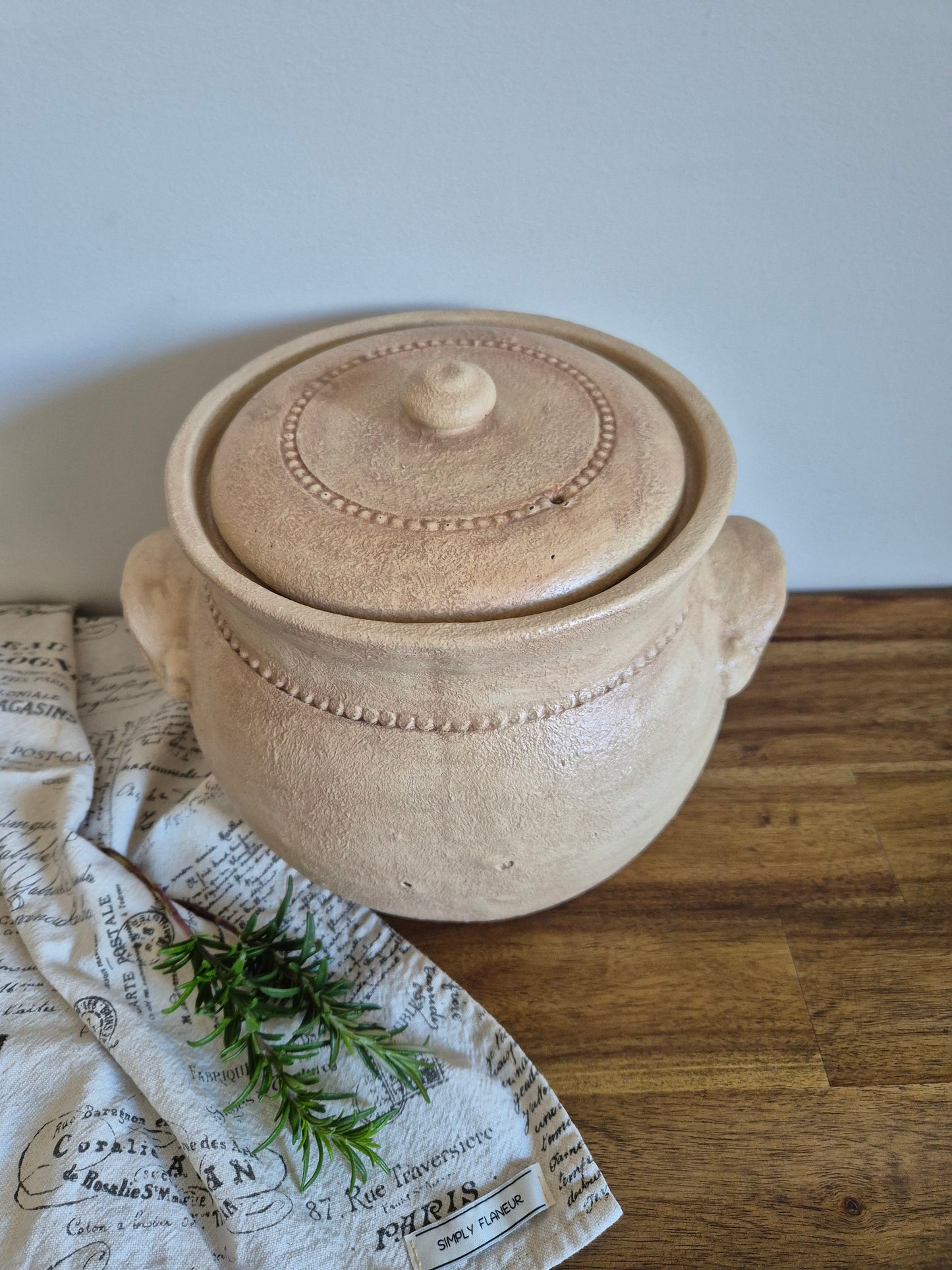 Revamped Bendigo Pottery Lidded Crock — Old Ochre & Saltwash Finish
