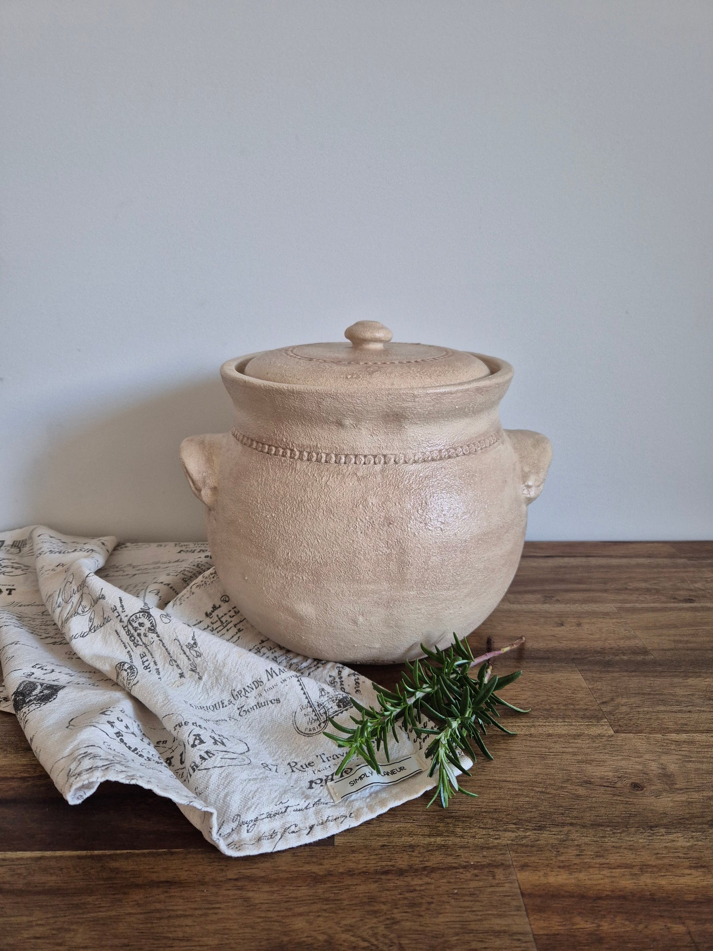 Revamped Bendigo Pottery Lidded Crock — Old Ochre & Saltwash Finish